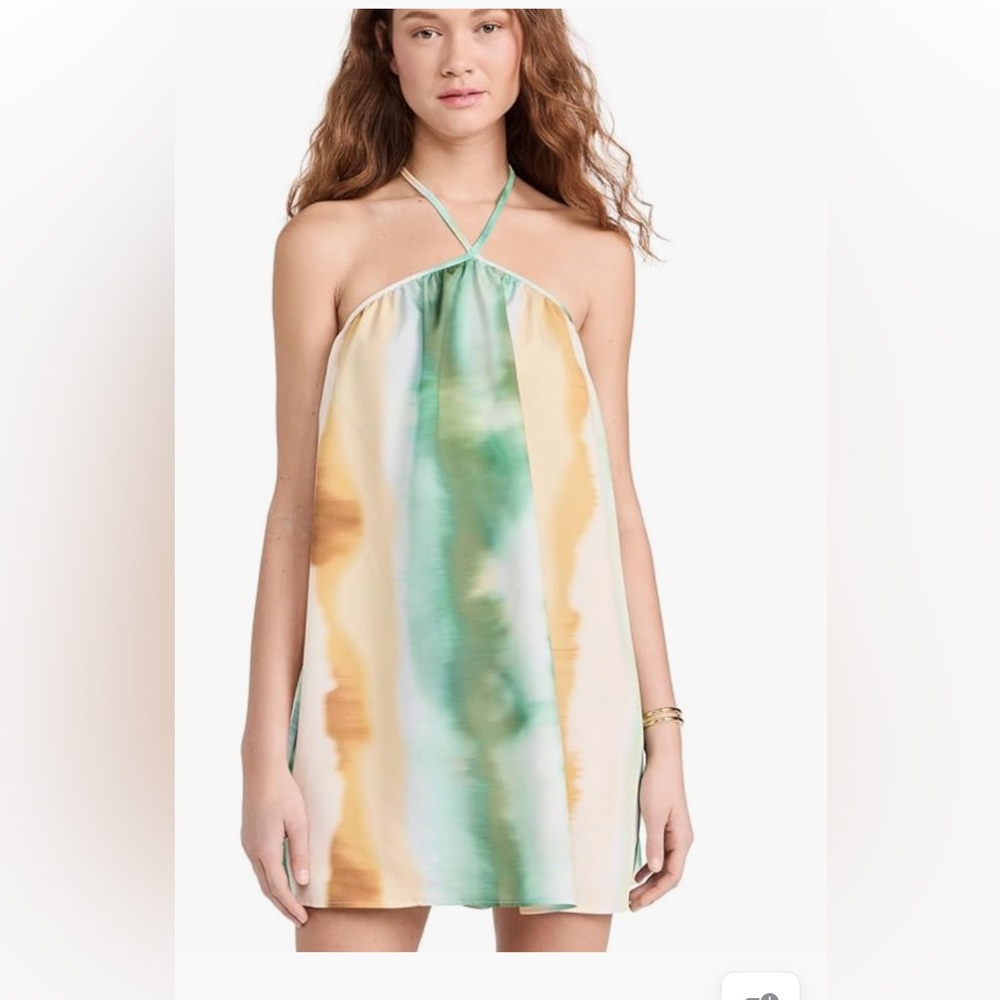 Resa “Belle” Halter Neck Dress in Green and Cream